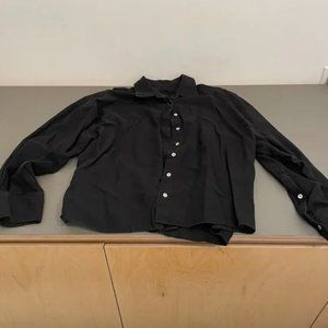 DAILY DRILLS BLACK LINEN BUTTON DOWN